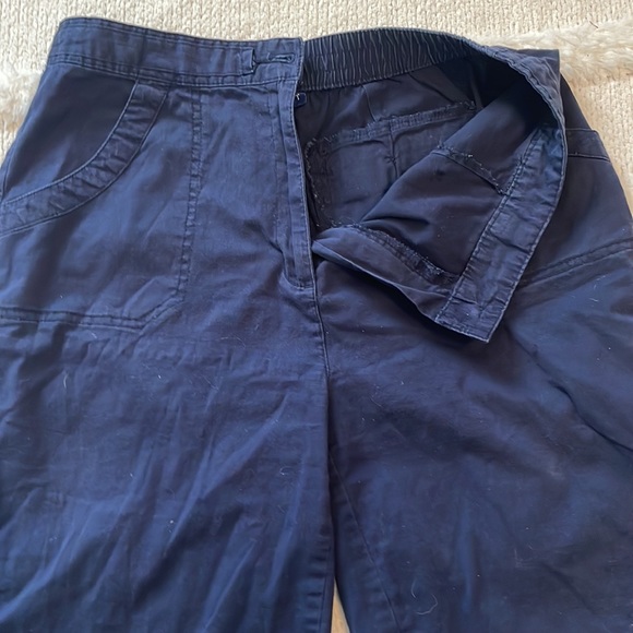 Karen Scott Bermuda shorts navy blue pockets back elastic waist cotton size 10 - Picture 4 of 10